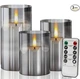 Набор из 3 LED свечей Dancing Flame Premium 75×100/125/150 мм с имитацией живого пламени, пультом дистанционного управления, таймером, в графитовом стекле - изображение 2