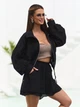 Легкий костюм двійка з шортами та широкою зіп сорочкою casual ISSA PLUS 15808 S чорний (issa2007682843213) - зображення 2