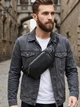 Сумка на пояс бананка мужская из натуральная кожи Vintage leather-14999 Черная - изображение 2