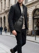 Сумка слинг через плечо мужская из натуральная кожи Vintage leather-20242 Черная - изображение 2