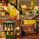 Румбокс "Тепла кав'ярня" – 3D дерев'яний конструктор DIY, мініатюрний будиночок для складання, 25×19,5×17 см - зображення 5