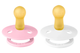 Набір пустушок BIBS 0-6 m Colour Latex Round Baby Pink/White, 2 шт - изображение 1