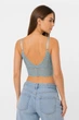 Топ жіночий однотонний м'ятного кольору з мереживом Fashion розмір 42-44 (216539) - зображення 3