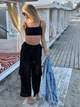 Брюки женские из гипюра с шортами черного цвета 38729 42/48 - изображение 1