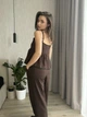 Костюм женский прогулочный, льняной топ+штаны коричневого цвета 38763 42/44 - изображение 3