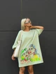 Хлопковое платье-футболка с рисунком салатового цвета 38805 One Size - изображение 2