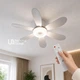 Лампа-вентилятор стельова LED 80 Вт з пультом дистанційного керування, у патрон з 3 режимами світла 3000–6500K, з 3 швидкостями обдуву та 6 лопатями, для дому, квартири, спальні, кухні та офісу, LLV-680-White - зображення 1