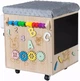 Pufa sensoryczna Montessori 3toysm Tablica manipulacyjna z siedziskiem kółeczkami (PM1) (5905325439045) - obraz 1