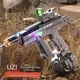 Электрический водяной пистолет UZI Ice Horn 800 мл, автоматическая подача воды, аккумулятор 3.7V, дальность до 10 м, детский водяной автомат с подсветкой - изображение 5