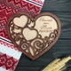 Весільна підставка для обручок з іменами та датою, серце з голубами, з дерева під замовлення (ПК0047) - зображення 3