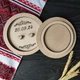 Круглая свадебная подставка для колец "С именами и датой", шкатулка с крышкой, из дерева под заказ (ПК0034) - изображение 2