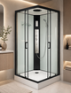 Душовий бокс VERONIS BKN-4-100 100×100×215 см, низький піддон, прозоре скло, чорний профіль, гідромасаж - изображение 1