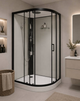 Душовий бокс VERONIS BN-4-120 Black 120×80×215 см, лівий, низький піддон, прозоре скло, гідромасаж - изображение 1