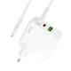 Зарядний пристрій Hoco PD 65 Вт GaN трипортовий (2 USB-C, 1 USB-A) Білий (C115A) - зображення 4