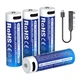 Акумуляторна батарея AA XTAR Blue LR-C 1.5V Li-ion 3000mAh з USB Type-C та LED індикатором | мaкс. розряд - 2.5А | набір 4шт. у пласт. кейсі із шнуром x4 Type-C - изображение 1