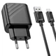 Мережевий зарядний пристрій з кабелем HOCO CS21A Rich single port QC3.0 charger set(Micro)(EU) Black - изображение 3