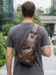 Сумка слинг через плечо мужская Vintage leather-20569 Коричневая - изображение 7