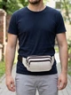 Сумка на пояс бананка мужская из натуральная кожи Vintage leather-21305 Белая - изображение 2
