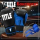 Боксерські рукавиці TITLE натуральна шкіра 14 oz чорні сині - зображення 2