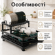 Дворівнева сушарка для посуду BauTech 42,5×29,5×17 см чорна металева з піддоном, тримачем для тарілок та приборів - зображення 2