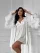 Комплект женского белья Swan атласный пеньюар и халат с пышными перьями белый L (wSSwan-1002) - изображение 1