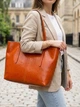 Сумка шоппер женская из натуральная кожи Vintage leather-22096 Рыжяя - изображение 2