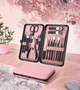 Набор для маникюра и педикюра из нержавеющей стали 18 предметов Kit&Manicure Set Pink - изображение 4