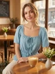 Блуза з баскою та зав'язками блакитна NEXT 42-44 - зображення 4