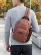Сумка-рюкзак мужская тканевая 6 л Vintage leather-22150 6 л Коричневая - изображение 2