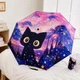 Автоматична парасолька з принтом кошеням у стилі Зоряної Ночі Ван Гога Black Kitty складана парасолька повний автомат від дощу і сонця, 8 спиць, рожевий (140619913) - зображення 2