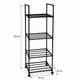 Передвижной металлический стеллаж для кухни Multifunctional Kitchen Storage Rack, 4 уровня, с крючками, 138×42×32 см - изображение 3