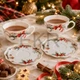 Порцеляновий набір Christmas Ribbon 2 чашки 250 мл з блюдцями з хвилястим краєм (498-370) - зображення 2