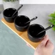 Miseczki na przekąski z łyżeczkami Vilde ceramiczne czarne 90 ml 7 elementów (5904316481582) - obraz 4