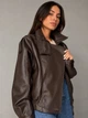 Куртка жіноча Lady Yep 30581 з екошкіри косуха оверсайз M коричнева - зображення 3