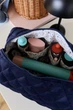 Косметичка MyCream для стайлера Dyson з відділеннями та кишенею для насадок темно синя з маленькими синіми квітами - зображення 4