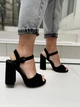 Босоножки женские летние из экозамши на каблуке 10.5 см (2500) р. 36 черные - изображение 6