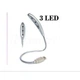 Лампа USB гибкая LED мини-подсветка для ноутбука серебристая 3 светодиода - изображение 2