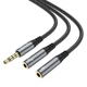 Кабель Hoco UPA21 AUX 2в1 Jack 3.5 mm (male) to 2x Jack 3.5 mm (female) 0.25 m Grey (6931474766809) - изображение 2