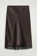 Атласна спідниця COS lace-trimmed satin midi skirt 1319627001 Eur 36 Коричневий - изображение 5