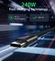 Кабель Choetech PowerSync Digital Display Silicone Cable USB-C to USB-C 240W PD 3.1 5A 2m Black (XCC-1036-BK) - изображение 3