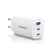 Мережевий зарядний пристрій Choetech PowiX GaN USB-A/2xUSB-C PD 65W White (PD9006-EU-WH) - зображення 1