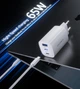 Мережевий зарядний пристрій Choetech PowiX GaN USB-A/2xUSB-C PD 65W White (PD9006-EU-WH) - зображення 2
