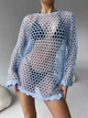 Туніка-сітка крупна в'язка з мереживним краєм Brunette Блакитний One size SP-4014-BN-Y - зображення 1