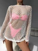 Туніка-сітка крупна в'язка з мереживним краєм Brunette Білий One size SP-4014-WH-Y - зображення 1