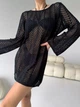 Туніка-парео ажурна вільного крою з ялинковим узором Brunette Чорний One Size SP-4015-BL-Y - изображение 1