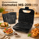 Мультимейкер Domotec MS-209 10 в 1 для приготування вафель, сендвічів, млинців і десертів, електричний мультипекар зі змінними пластинами, антипригарним покриттям, механічним керуванням, потужність 2000 Вт, чорний - зображення 1