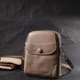 Женская кожаная сумка Vintage бежевая 14 5×18×7 см вертикальная через плечо на два отделения 56057 - изображение 7