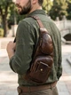 Сумка слінг через плече чоловіча з натуральної шкіри Vintage leather-22962 Темно-коричнева - зображення 2