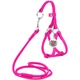Круглая кожаная шлея WAUDOG Glamour N1 с поводком для кошек и мелких собак 105 см 6 мм Розовая (34017) - изображение 1