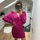 Сукня з драпіруванням з дрібним принтом у крапочку кольору фуксія Zara розмір М - зображення 2